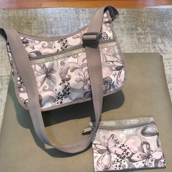 Lesportsac Bags Lesportsac Pink Grey Butterfly Purse Poshmark